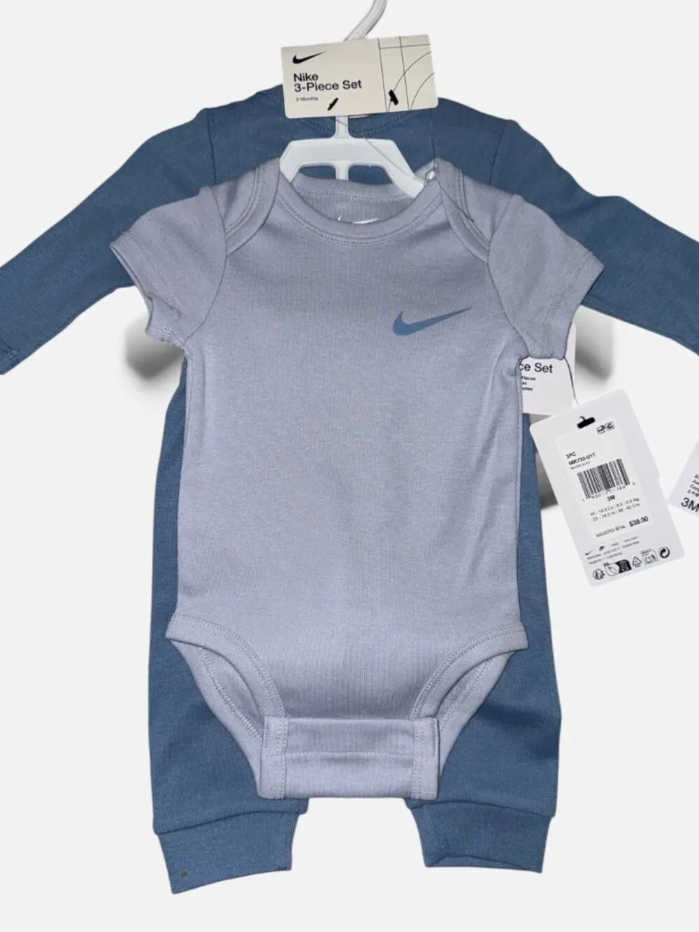 Nike Baby Boy 3 Pc Set Infant 2 Bodysuits & Leggings 3M Work Blue NWT